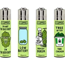 CLIPPER REFILLABLE LIGHTER THINK GREEN 4 PACK - 48 PACK (FREE SHIPPING)