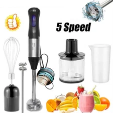 5 in 1 Electric Hand Blender Set Food Processor Mixer Whisk & Chopper Bowl 1000W