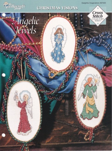 ANGELIC JEWELS Christmas Angels Ornaments 3 Designs Cross Stitch PATTERN - 第 1/1 張圖片