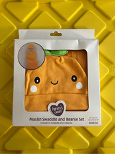 Orange Muslin Swaddle And Beanie Set NEW 100 Cotton