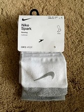 Nike Spark Cushioned Ankle Running Socks White Gray Size 5.5-7 CU7199-100 1 Pr