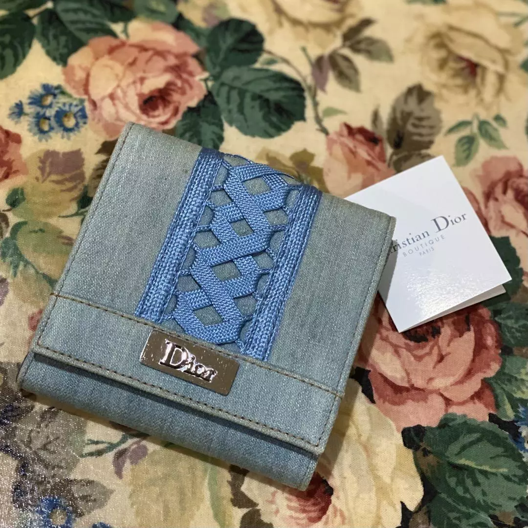 Portefeuille Christian Dior triple pli denim 3,9 pouces