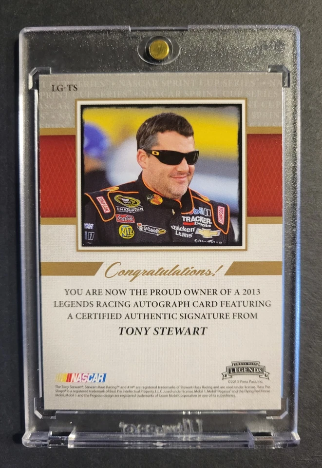 Tony Stewart 2013 Press Pass Legends Autograph /3 LG-TS HoloFoil VERY RARE - Image 2 of 2