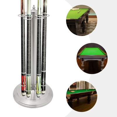 6 Cues Billiards Pool Rack Metal Game Room Floor Mount Cue Stick Holder Silver 