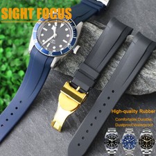 22mm Curve Rubber Watch Bands for Tudor Black Bay 41MM GMT Heritage Chrono Strap