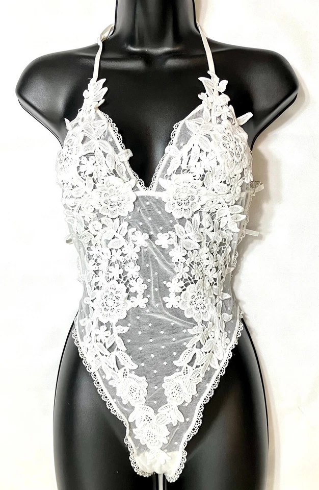 全新带标签 In Bloom Jonquil Lacy Point D'Esprit Teddy MGA097 象牙色 56 美元 — 第 3/4 张图片