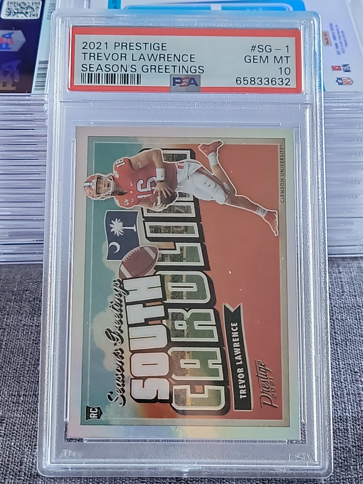 2021 Panini Prestige Seasons Greetings Trevor Lawrence #SG1 Rookie PSA 10