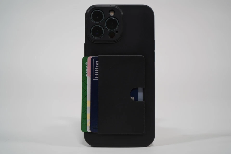 Black Silicone iPhone 13 ProMax Case with Card Holder - Image 3 of 3