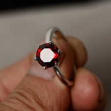 0.5ct Simulated Red Garnet Engagement Ring 14k White Gold Plated Solitaire Women