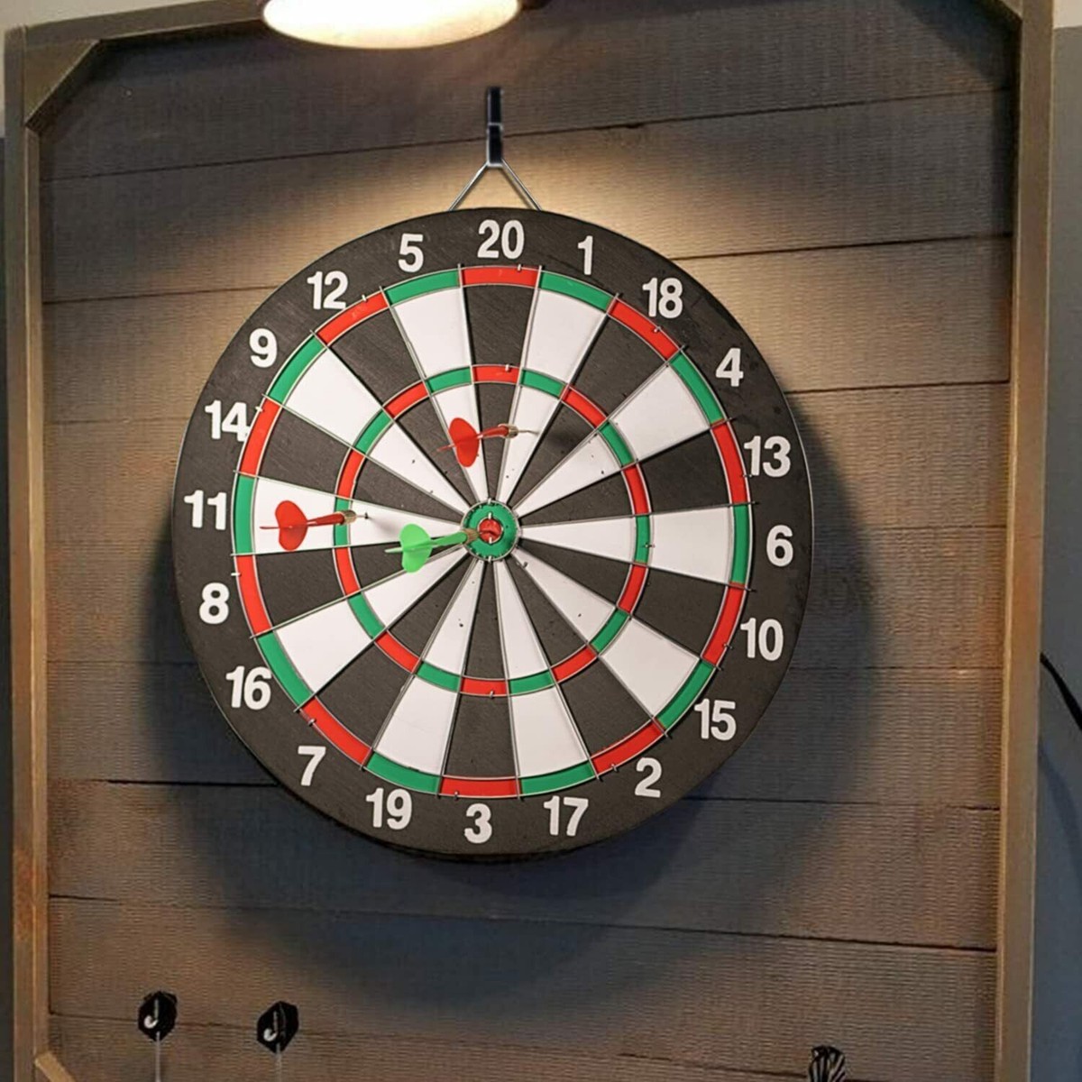Dartboard Game Set 6 darts 2 Sided Board 17in Indoor Outdoor