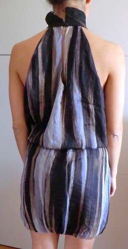 ZARA BASIC dress VESTITO righe ANIMALIER gonna SETA silk L marrone BROWN nero - Foto 3 di 12