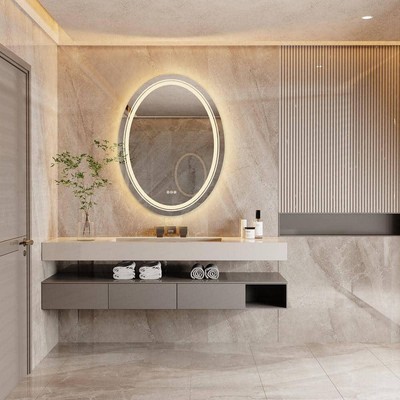 Wisfor Bathroom Vanity Mirror 20''Wx28''H Large Oval Frameless Anti-Fog Wall