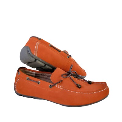Alfani Men's Sz M Trevor Shoes Slip On Loafers Moccasins Suede Leather  Orange