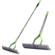 WORKPRO 15-Inch Thatch Rake for Lawns Heavy Duty Dethatcher Rake with 5FT Handle