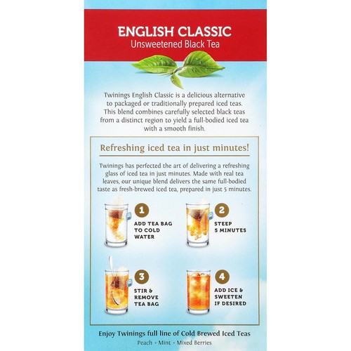 Twinings English Classic Cold Brew Iced Tea Bags 20 Count Pack Of 6 - Picture 3 of 6