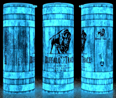 Glow in the Dark Buffalo Trace Bourbon Whiskey Cup Mug Tumbler  20oz