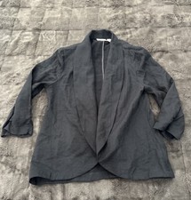 Chico's Open Front Jacket Blazer Textured Black Women's Sz 1 S/M