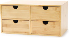 Bamboo Desk Organizer - Mini Desktop Drawer Tabletop Storage Organization Box fo