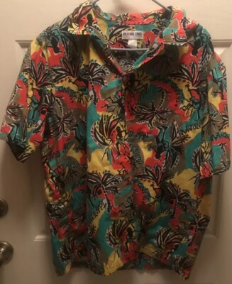 VINTAGE Aloha Line Hawaiian Men Shirt 2XL/ Island Man