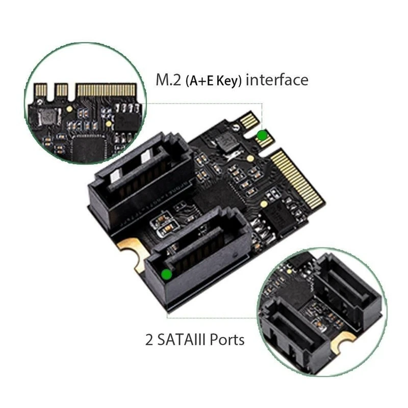 M.2 ngff to sata 3 adapter card A Key and E key to 2 Ports SATA 6Gb/s adapter - Image 3 of 4