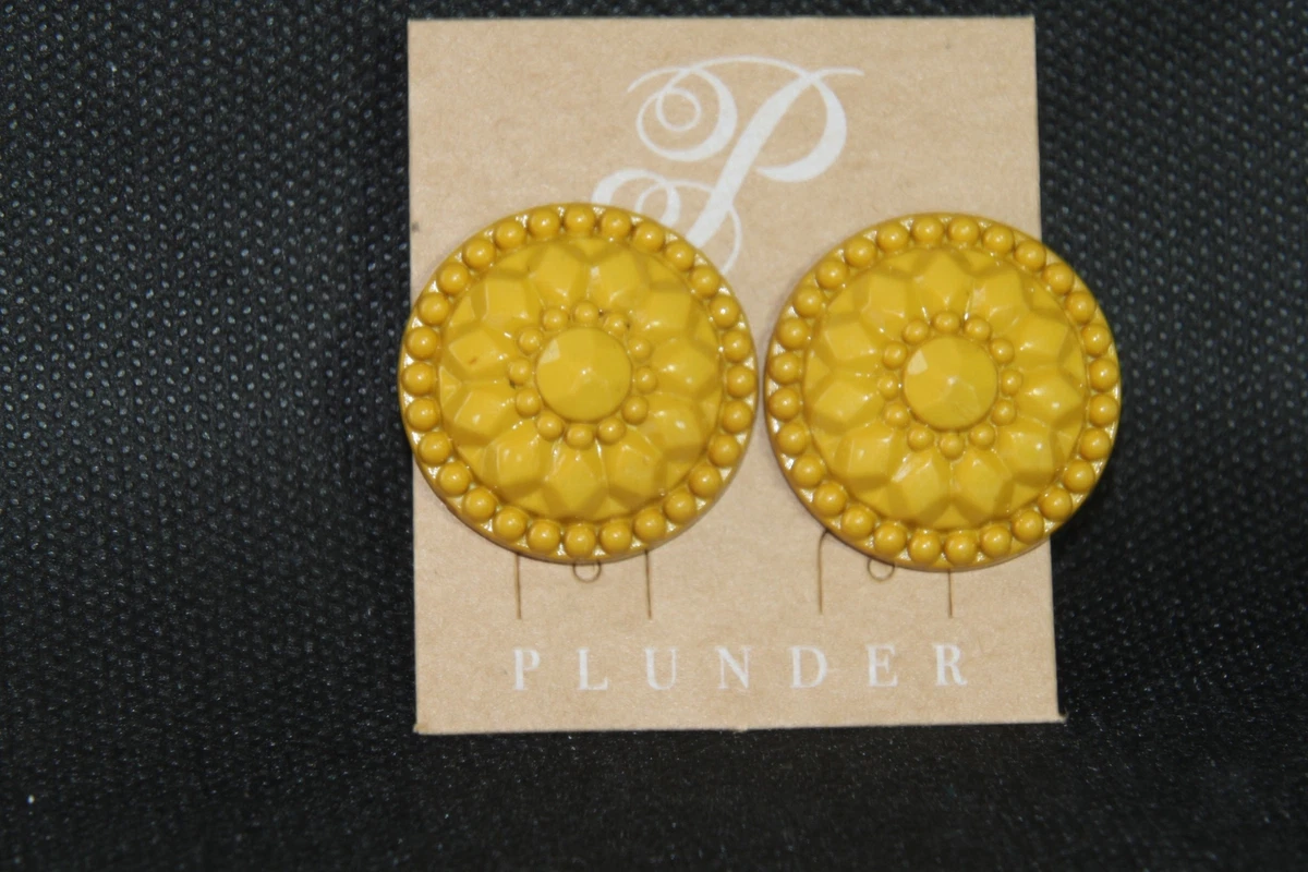 Plunder Earrings new INES MUSTARD YELLOW ACRYLIC STUD 1