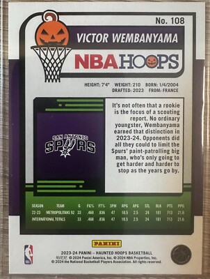 2023-24 PANINI NBA HAUNTED HOOPS BASKETBALL VICTOR WEMBANYAMA RC