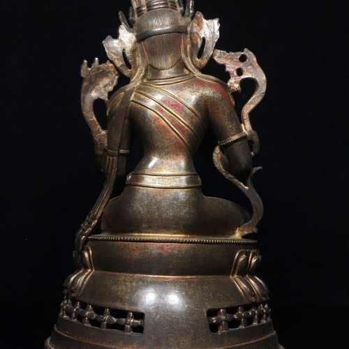 12" Antique India Bronze Bodhisattva Green Tara Kwan-yin blessed Buddha Statue - Picture 2 of 9