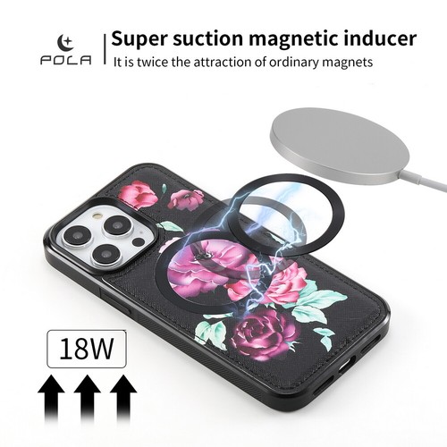 Zipper Leather Wallet Removable Magnetic MagSafe Cover For iPhone 12 13 14 15 16 - Picture 26 of 75