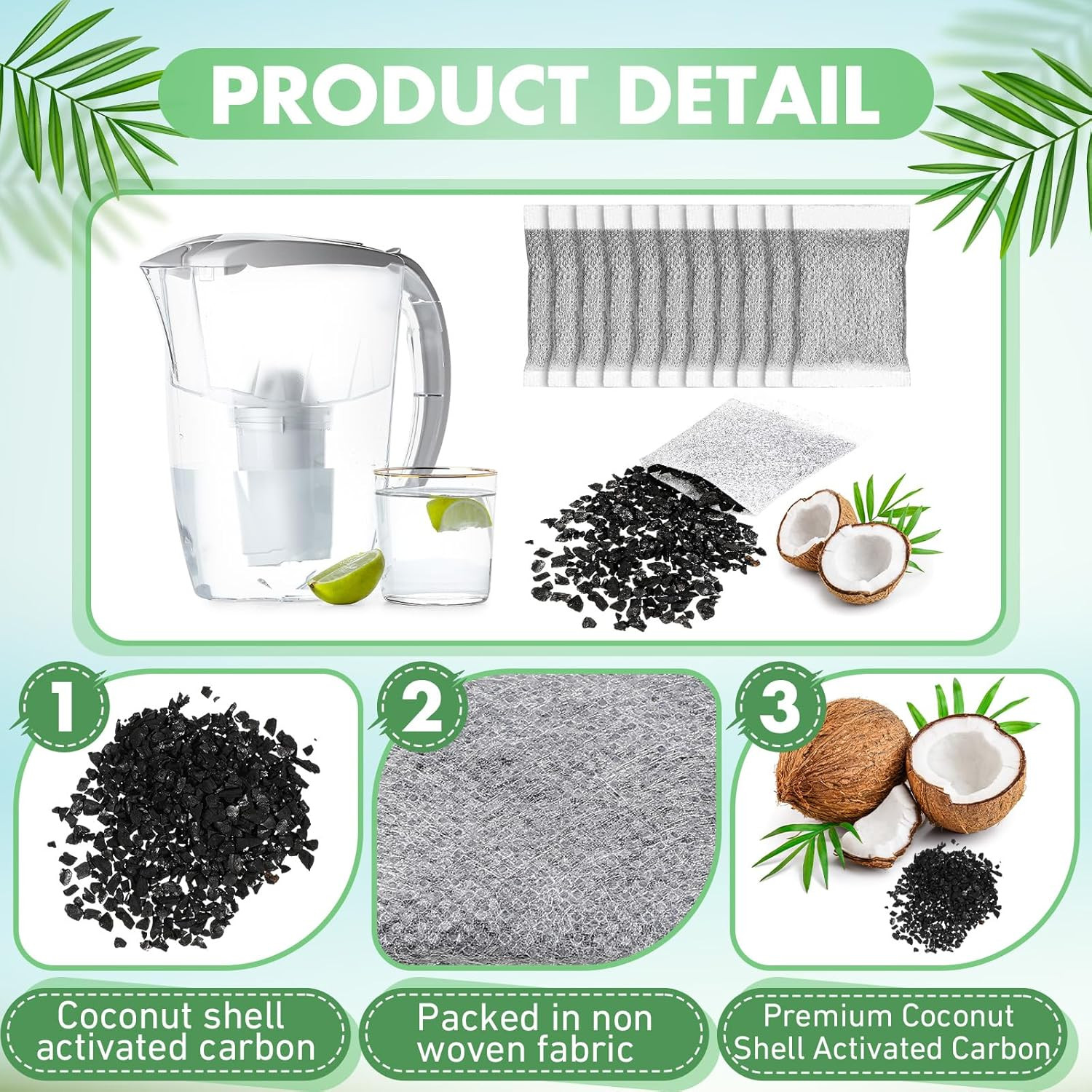 Lounsweer 100 Pcs Activated Charcoal Water Filter Coconut Shell Distiller Filter
