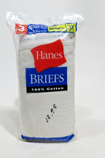 Vintage 2000 Hanes Big Men's Briefs Underwear White 3 Pack Cotton 3XL 50-52