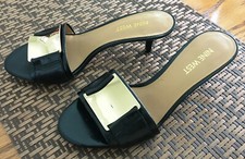 Nine West Women's Yacht BLACK Leather Dress Sandal Kitten Heel 5.5 M New in Box