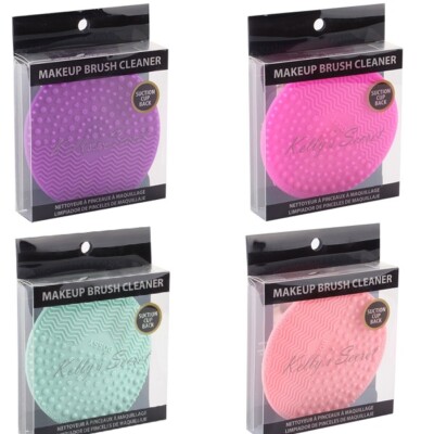 Round Silicone Makeup Brush Cleaner Tool Cosmetic Cleaning Mat Suction Back 