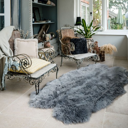 Large Genuine Quad Sheepskin Rug - Extra Thick & Soft Wool - Colourful 4 Skin - Picture 21 of 36