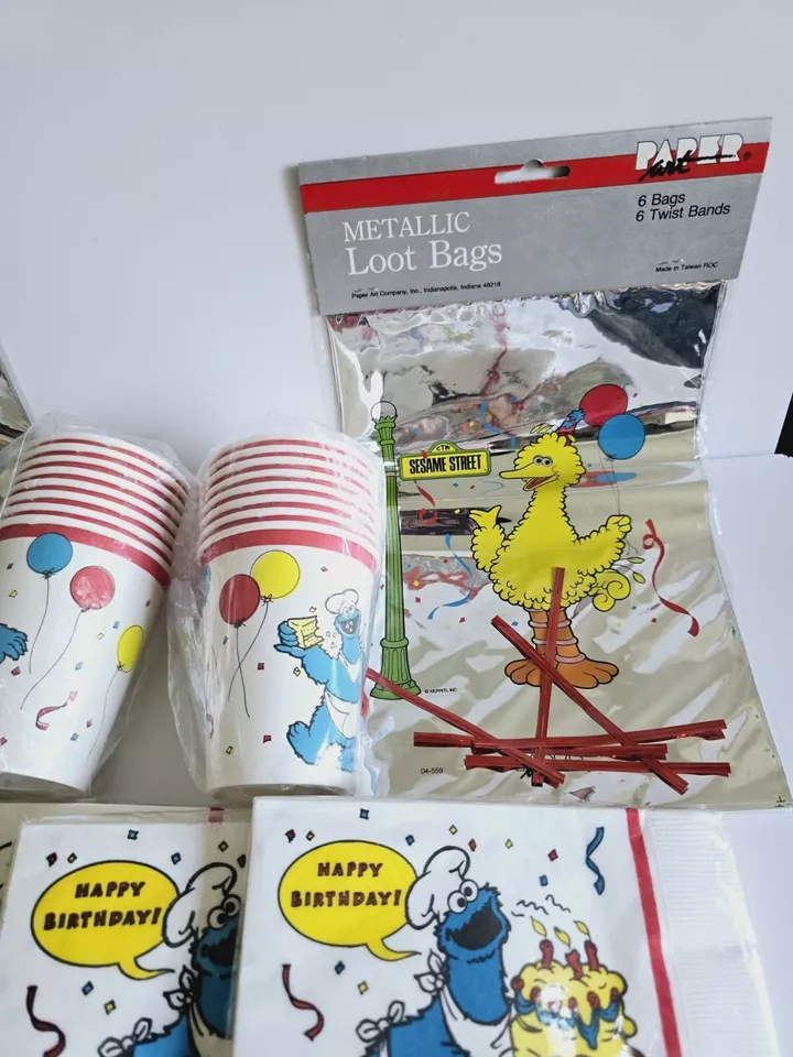 Sesame Street Big Bird Cookie Monster Vintage Birthday Party Supplies Lot Of 12 - Image 4 of 4