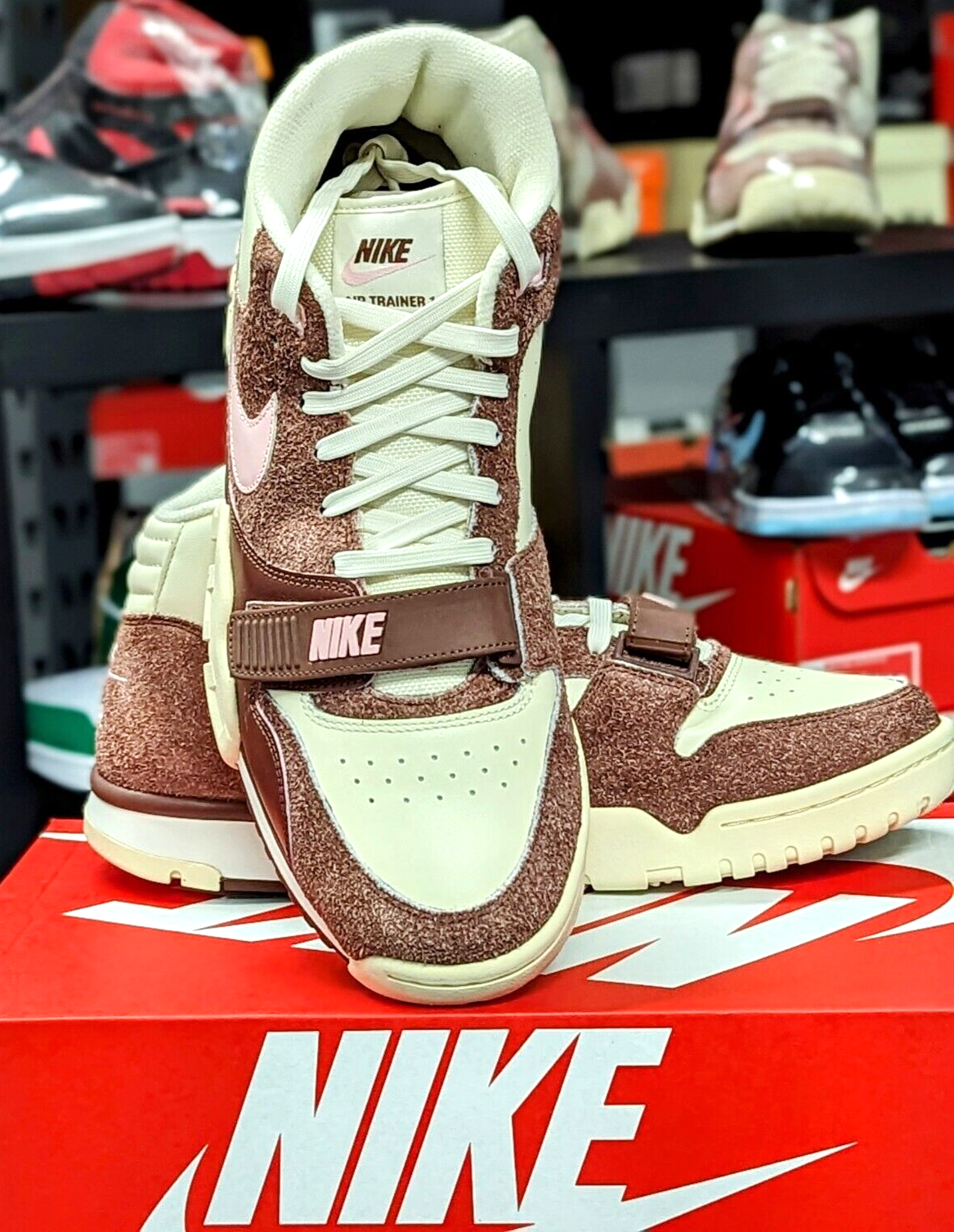 Nike Air Trainer 1 San Valentino 1 pelle scamosciata rosso pony scuro DM0522 201 taglia 13