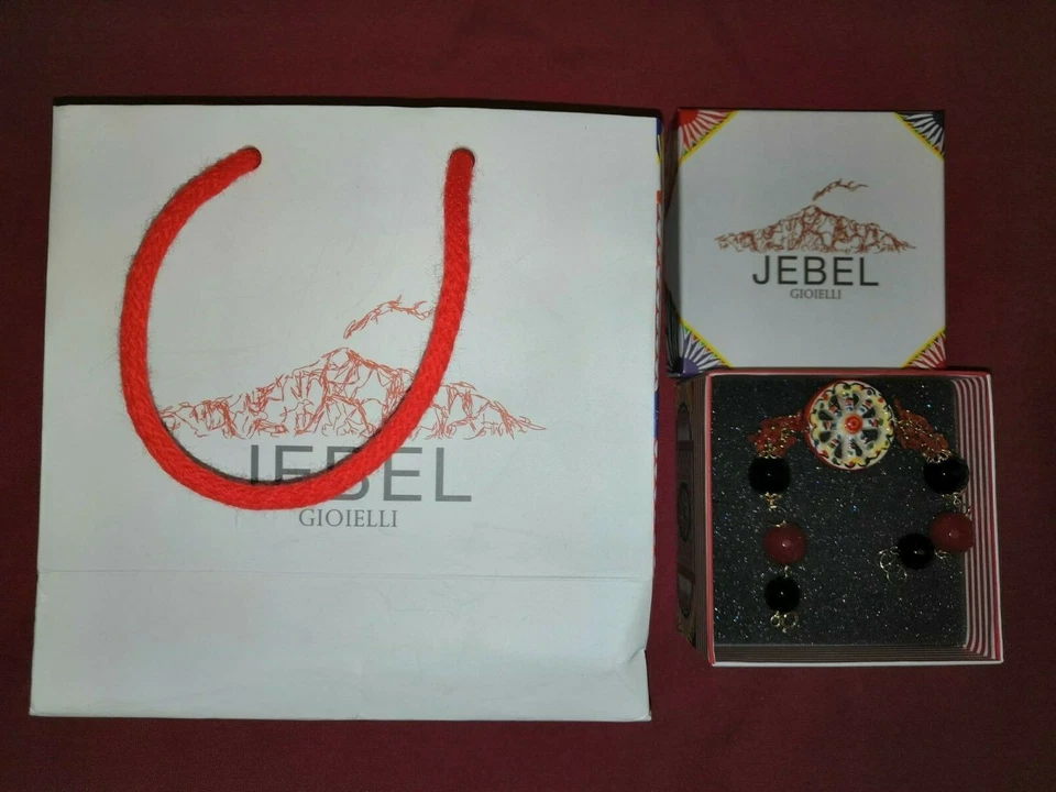 JEBEL GIOIELLI BRACCIALE FINEMENTE DECORATO CERAMICA E ARGENTO 925 PLACCATO ORO - Immagine 3 di 3