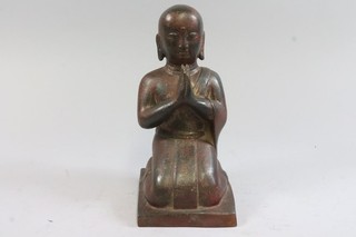 Mönch Ananda in Anjali Mudra 23cm Bronze Figur China 19.Jhd (IK506)