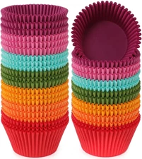 Caperci Bright Rainbow Jumbo Cupcake Liners Extra Large Muffin Baking Cups 300-C