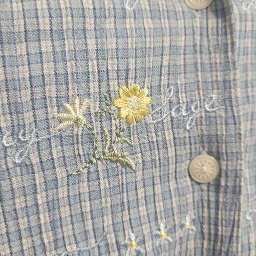 NEW Koret 32W button front shirt polo collar flower embroidered names garden - Picture 9 of 13
