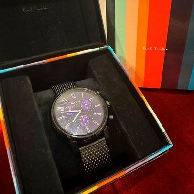 Paul Smith Chronograph-Uhr mit schwarzem Mesh-Gürtel aus Japan