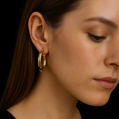 14K Gold Filled Hoop Earrings Lever Back Medium Jewelry Everyday Gifts Aretes