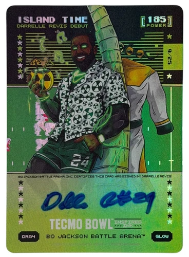 2026 Bo Jackson Battle Arena Tecmo Island Time Darrelle Revis Auto Glow /25
