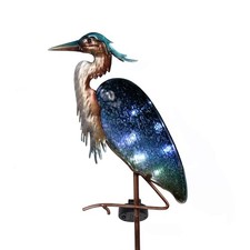 TERESA'S Collections Garden Decor for Outside Blue Heron Solar Lights, 42" Gl...