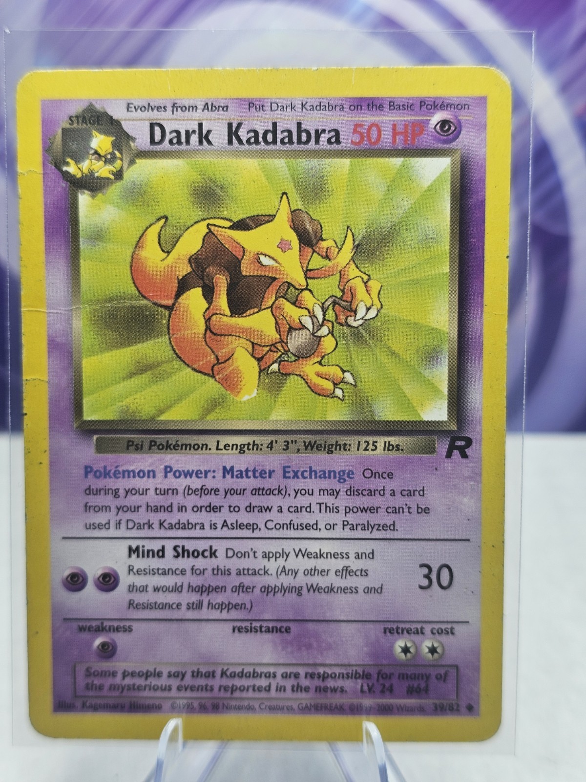 Dark Kadabra 39/82 Unlimited Uncommon Team Rocket Pokemon Card