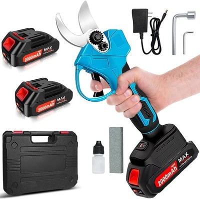 Cordless Electric Pruning Shears 1.2'' 2x2000mAh Batteries Garden Tree Trimmer.