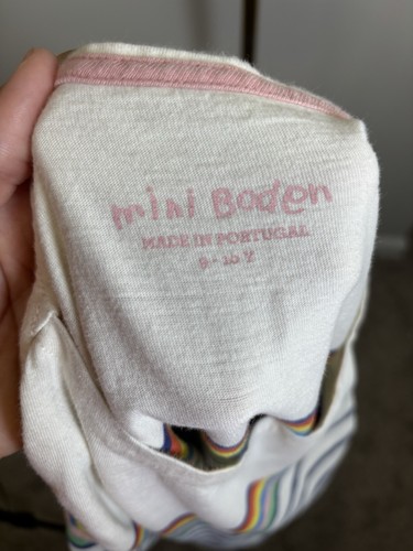 Mini Boden 9/10 Rainbow And Navy Stripe NWOT - Picture 3 of 3