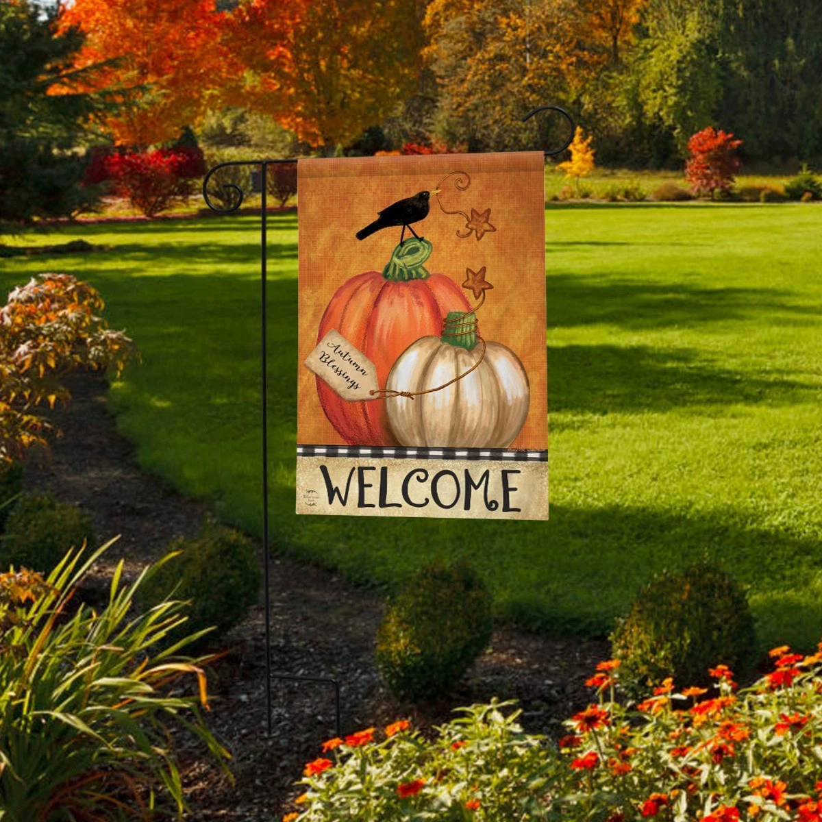 Briarwood Lane Rustic Pumpkins Fall Garden Flag