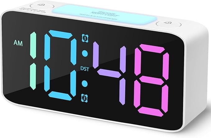 Super Loud Alarm Clock for Heavy Sleepers Adults,Digital Clock with 7 Color N...