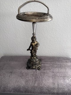 PIEDISTALLO CHERUBINO OTTONE VINTAGE METÀ SECOLO 24” SUPPORTO FUMO NO POSACENERE VETRO