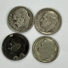 1946-1952 10C Roosevelt Silver Dimes Lot Of 4 worn, and circulated